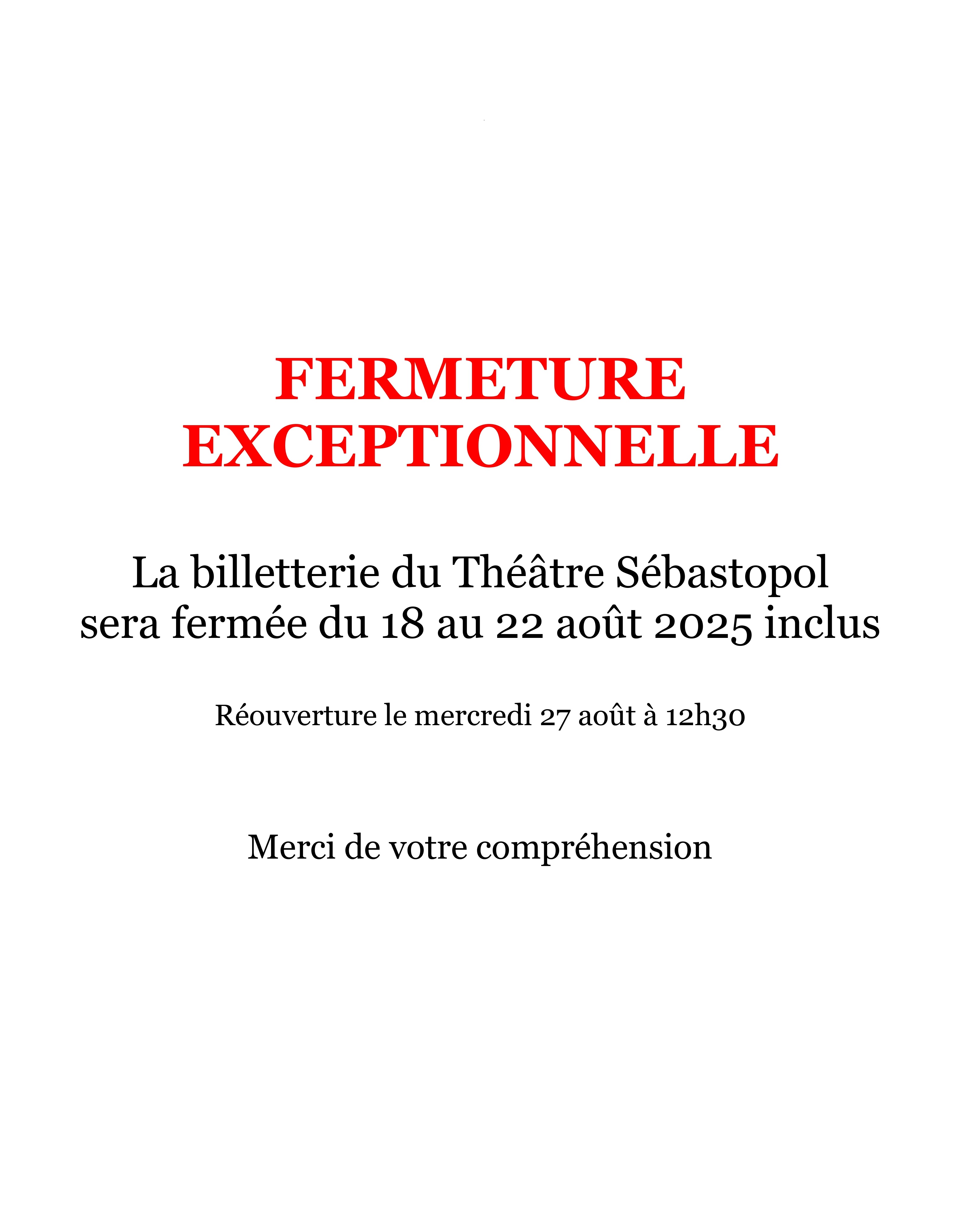 Fermeture congés d’été