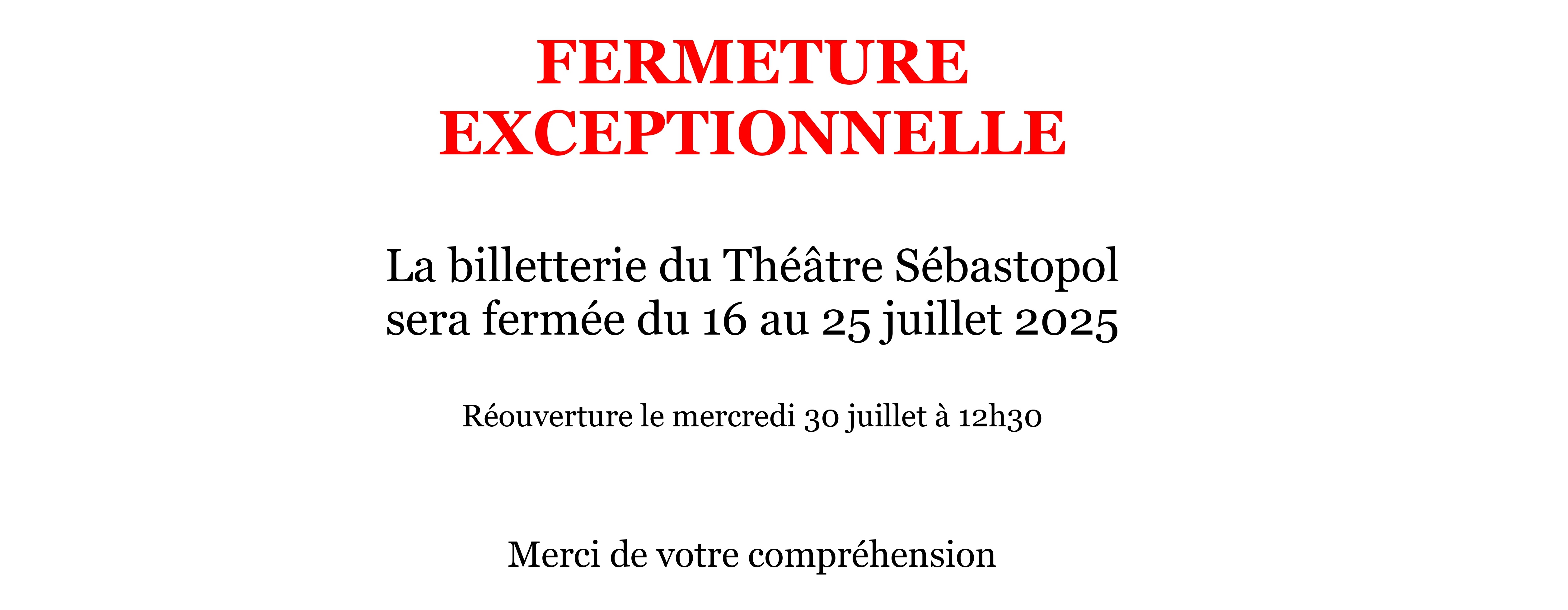 Fermeture congés d’été
